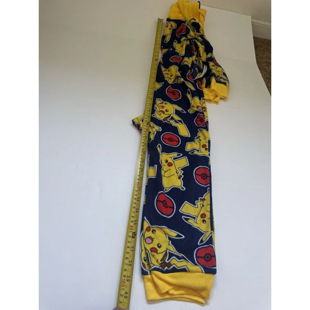 Pokemon Pikachu Hooded One Piece Pajamas Kids Size S 6-7 Fleece Zip Front